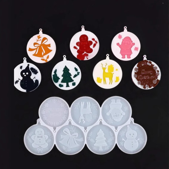 diy水晶滴胶模具 创意圣诞系列吊牌包包钥匙扣挂件装饰硅胶模具