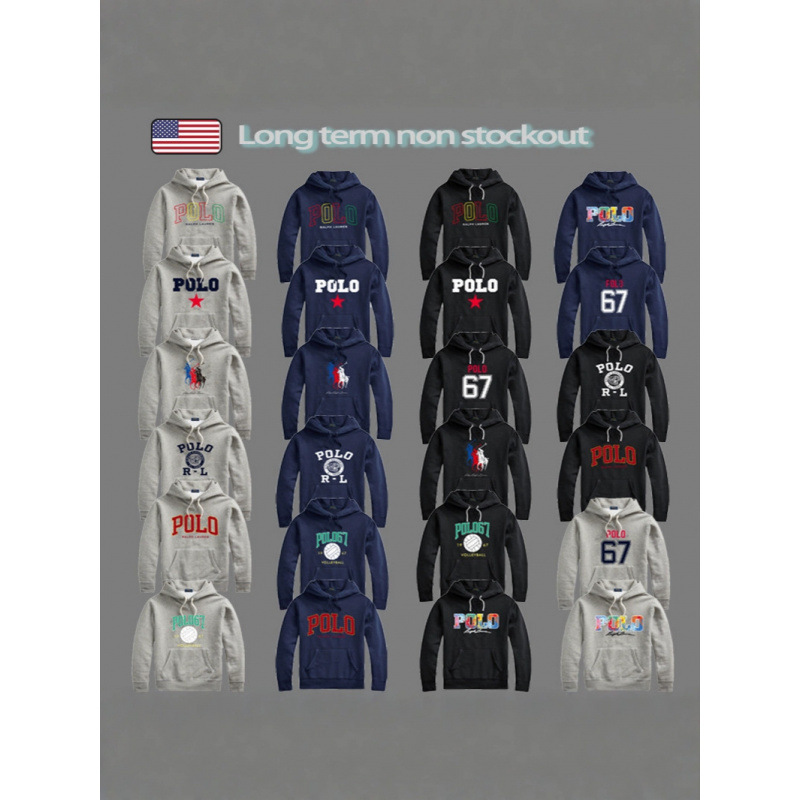 Spring 25 Polo Bear Hooded Ralph Lauren Bear Sweatshirt Men's Winter Top Pullover Hooded Fleece Outerwear