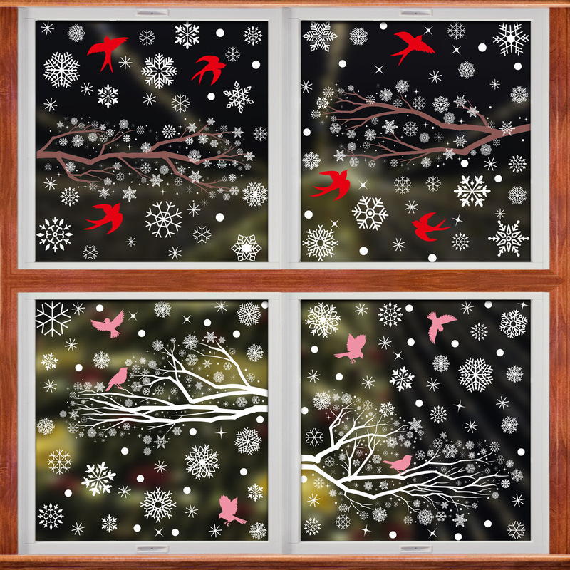 新しいアマゾンクリスマス装飾ヘラジカスノーフレーク静電ステッカーハミンバードスノーハウスメリークリスマスガラスステッカー|undefined