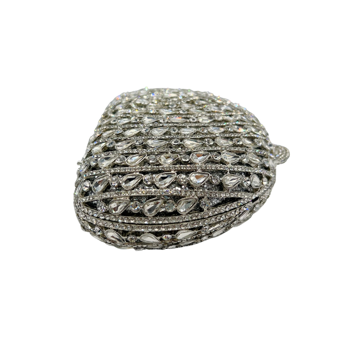 Túi clutch nữ đính đá pha lê hình quạt sang trọng dự tiệc — Bạc, Tùy chỉnh các màu khác chi tiết 3