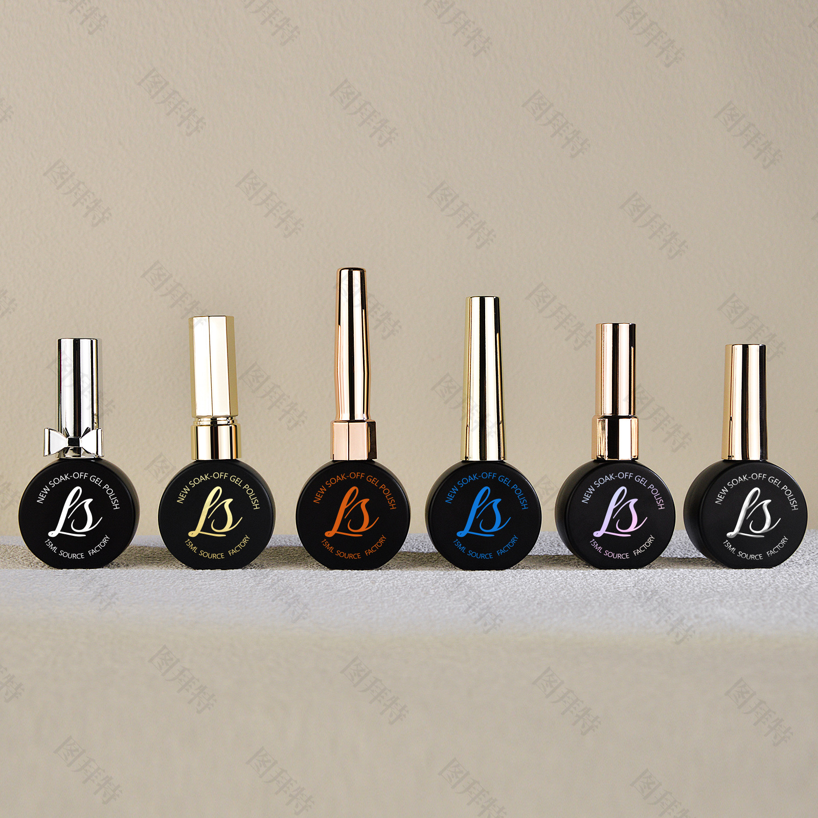 Nail polish bottle 10ML matte black flat round bottle, light-proof matte black brush bottle, round glass bottle