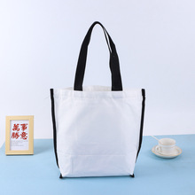 现货学生批发帆布包印花lo go图案加厚黑色手提空白带拉链帆布袋