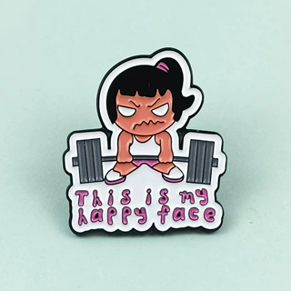 卡通可爱举重少女滴油胸针欧美英文字母个性配饰服饰合金徽章扣