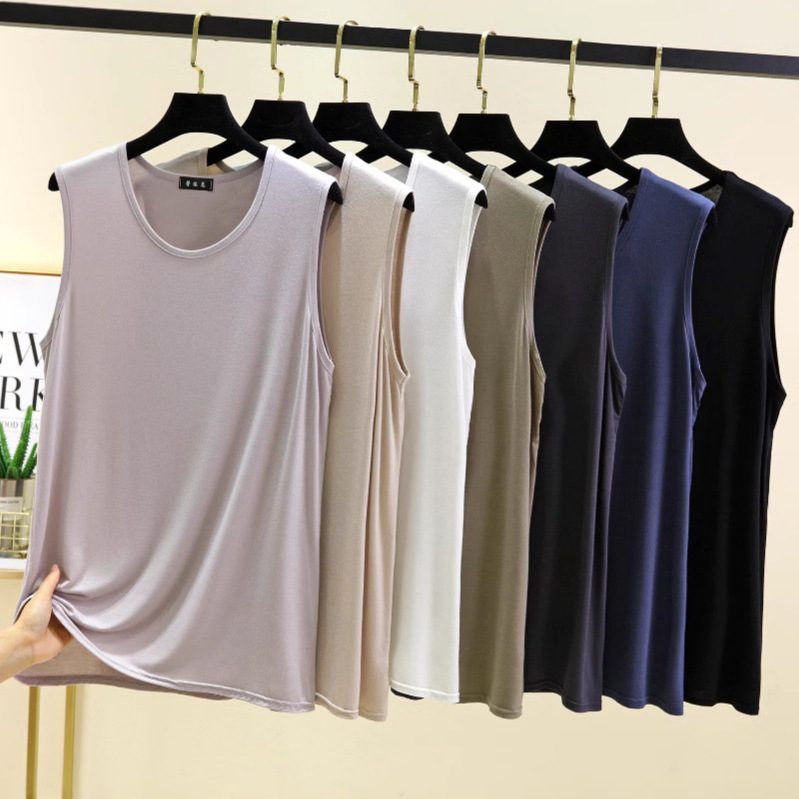 Modal Vest Men's Summer Thin Solid Color Casual Large Size Round Neck Seamless Bottoming Top Sports Sweatshirt Modal Vest Men's Summer Thin Solid Color Casual Large Size Round Neck Seamless Bottoming Top Sports Sweatshirt