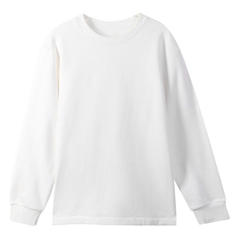 CANVAUS Otoño e Invierno suéter recto forrado de lana de las Mujeres Nuevo cuello redondo casual manga larga color sólido pullover Coat