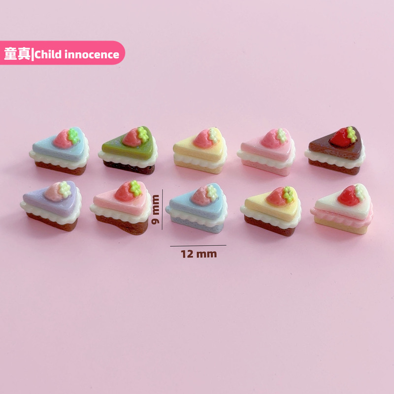 Miss Mini Food Toy Triangle Strawberry Mousse Cake Jewelry Decoration DIY Earrings Pendant Handmade Micro-Scenery Ornaments