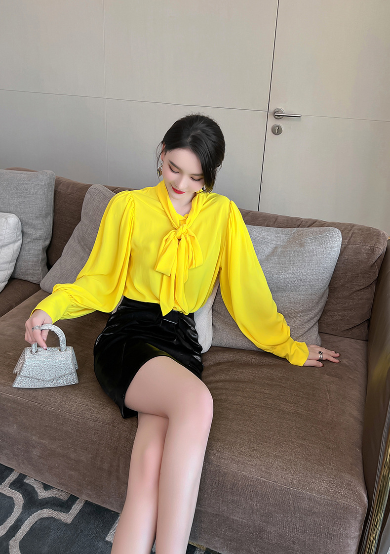 Chân váy bodycon xếp ly nơ cao eo dáng midi thời trang nữ — Màu đen chi tiết 9