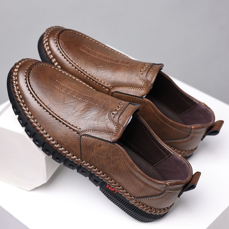【真皮牛皮】秋季皮鞋男新款男士休闲鞋防滑驾车鞋软皮软底爸爸鞋