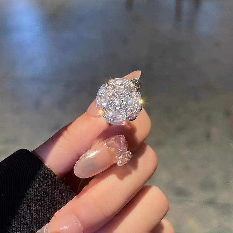 11g Weight Zircon Inlay Material Anxiety Ring Classification 1 Piece Quantity Simple Style Commute Flower Copper Zircon Rings In Bulk