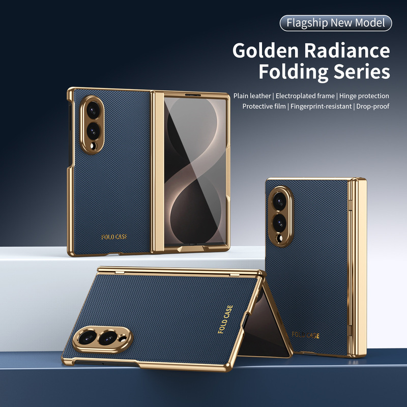 Suitable for Samsung Z Fold8 phone case 7/6 electroplated plain leather spring hinge 5/4/3 full protection anti-drop cover