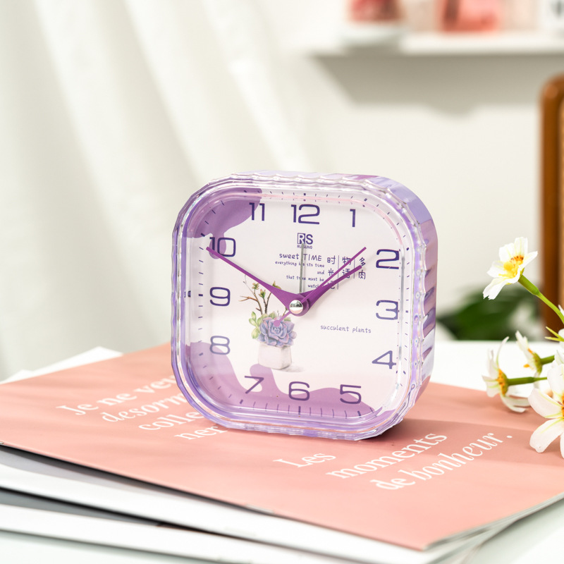 Fábrica directa despertador de cristal cuadrado simple escaneo silencioso movimiento estudiantes y niños pueden usar atmósfera conveniente