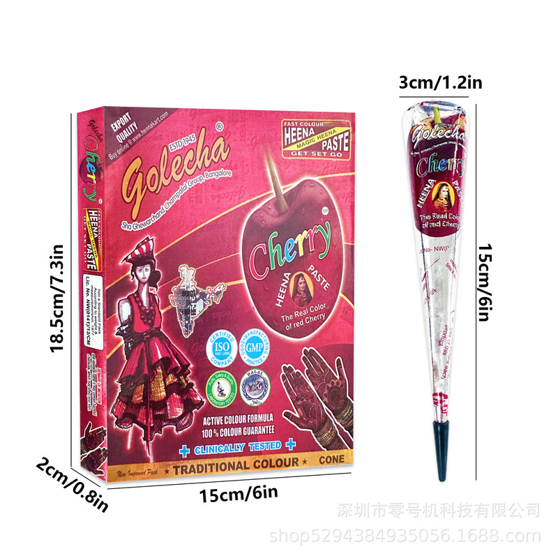 Indian Henna Paste Cherry Red Temporary Tattoo Does Not Hurt the Skin, Waterproof and Long-Lasting Hand-Painted Paste Body Painting Special for Stalls Indian Henna Paste Cherry Red Temporary Tattoo Does Not Hurt the Skin, Waterproof and Long-Lasting Hand-Painted Paste Body Painting Special for Stalls