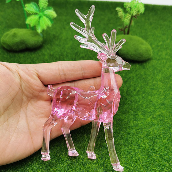 Acrylic Large Elk Decorative Ornaments Creative Boys Desktop DIY Ornaments Christmas Crystal Playhouse Toys