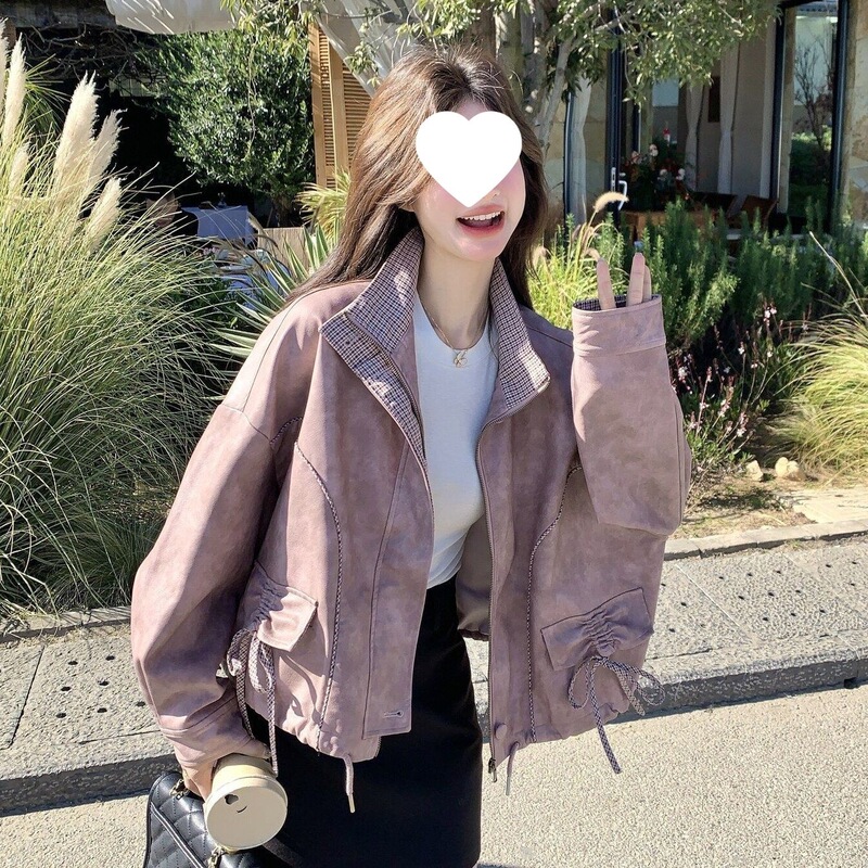This year's trendy retro short leather jacket for petite women, spring and autumn 2026 new style, fashionable PU leather jacket This year's trendy retro short leather jacket for petite women, spring and autumn 2026 new style, fashionable PU leather jacket