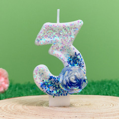 新品蓝色玫瑰花手工创意数字生日蜡烛跨境日用百货供速卖通