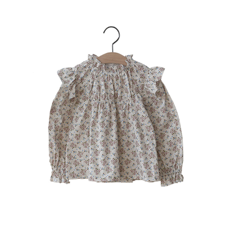 Primavera 2024 fresa Shan Corea del Sur niñas algodón floral Feier camisa de manga larga preventa