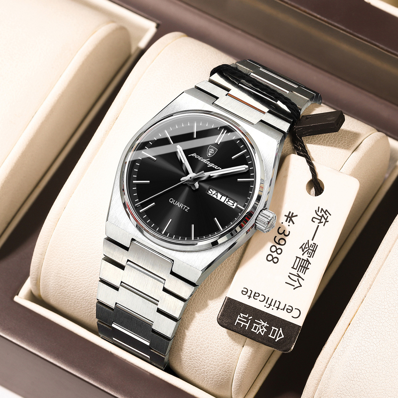 Reloj de lujo para mujer de la marca suiza, reloj de cuarzo de doble calendario de moda impermeable, transmisión en vivo, estilo explosivo de comercio exterior, entrega de una pieza
