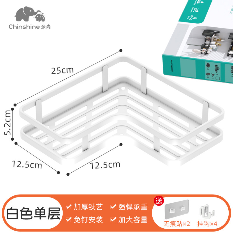 Triángulo de baño estante de almacenamiento de pared Punch-libre baño lavabo balcón inodoro cocina esquina estante de doble capa