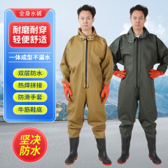 卸売り全身防水連体下着冬釣り手袋服装雨靴雨ズボン