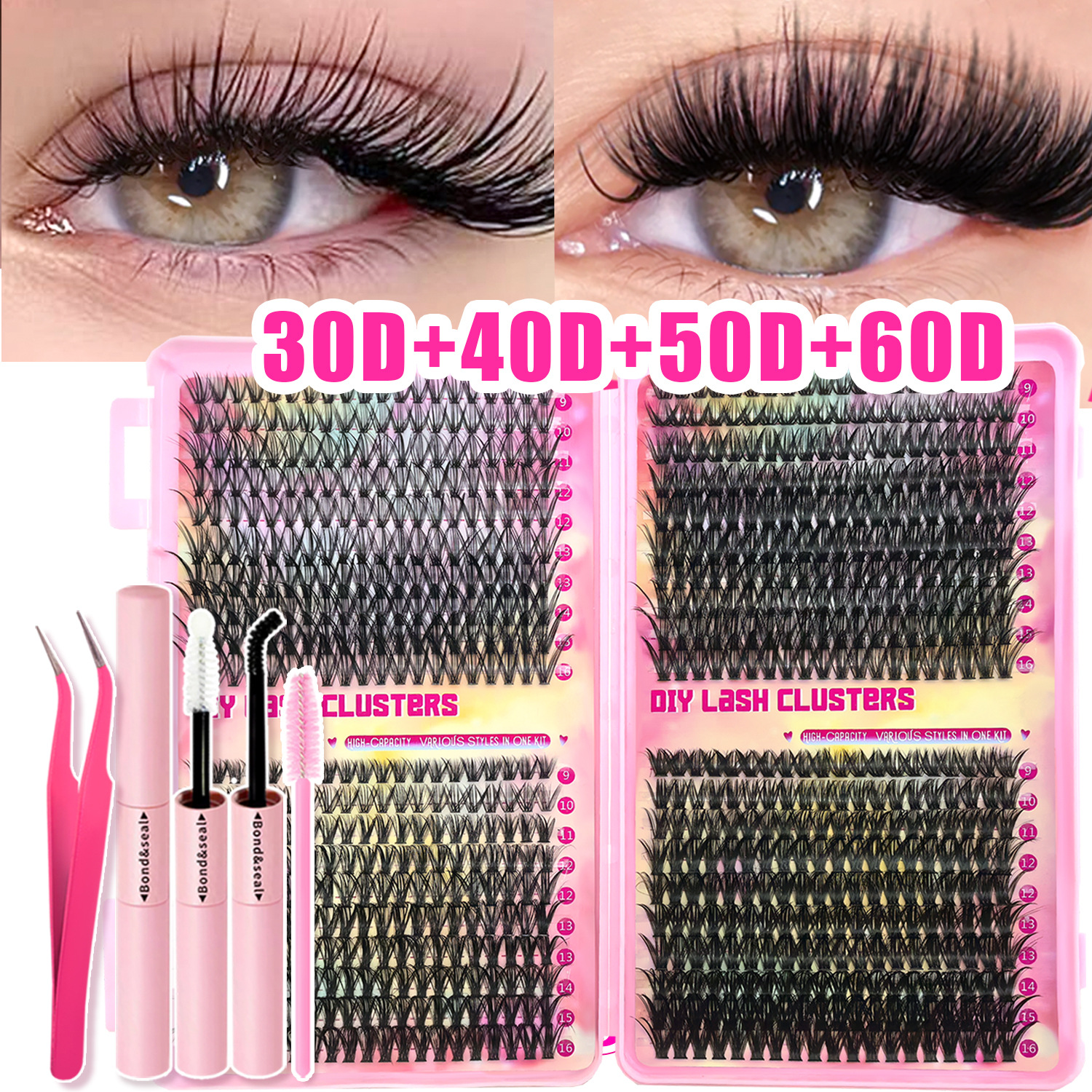 40 filas de pestañas postizas, libro de 30P+40P+50P+60P