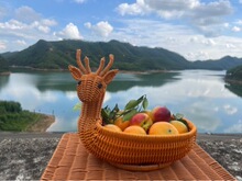 动物仿创意筐小鹿水果编织坚果零食果盘馒头收纳筐仿藤收纳篮鸡鸭