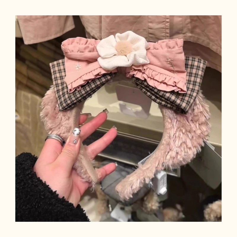 ディズニー購入 シェリーローズ ヘッドバンド 女性用 かわいい ダッフィーベア リボン ぬいぐるみ ヘッドバンド 遊園地 写真撮影 ヘアピン|undefined