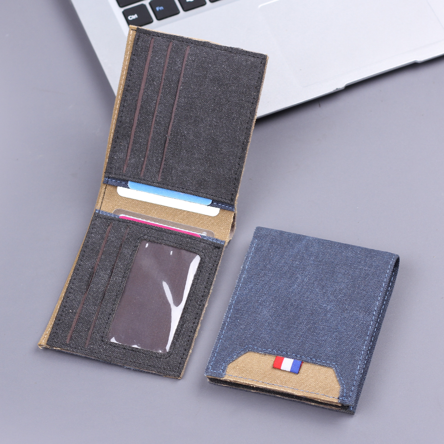 Canvas cartera de hombre cartera corta cartera de tarjetas cartera de hombre cartera de boletos de hombre jeans delgado hombre comercio electrónico transfronterizo