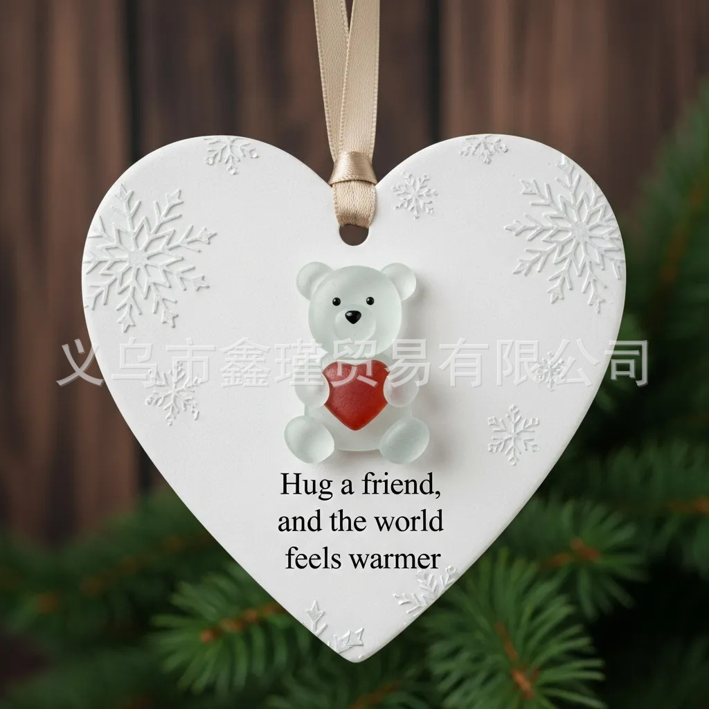 Nuevos productos transfronterizos de fondo blanco plano amistad de Navidad acrílico decoración de automóviles colgante amor Santa colgante