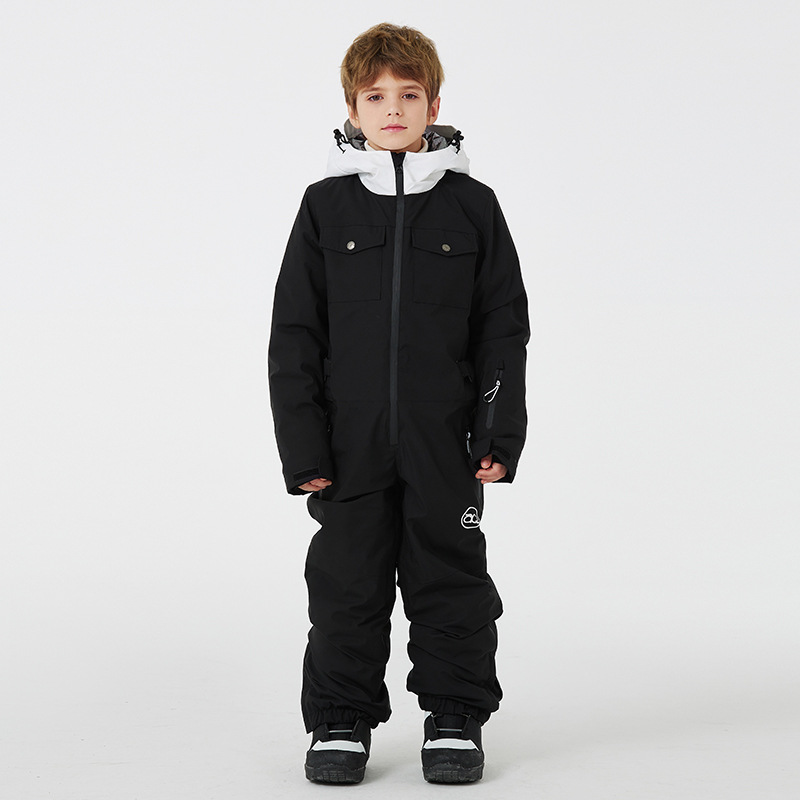 Traje de esquí para niños y niñas invierno al aire libre impermeable cálido engrosado sola tabla doble tablero traje de esquí de una pieza para niños
