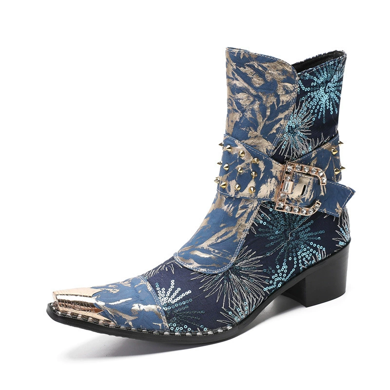 Увеличивающие рост Западные Ковбойские сапоги с острым вышивкой рыцарские сапоги мужские 2023 новые сапоги Martin до середины икры Ботинки Челси модные