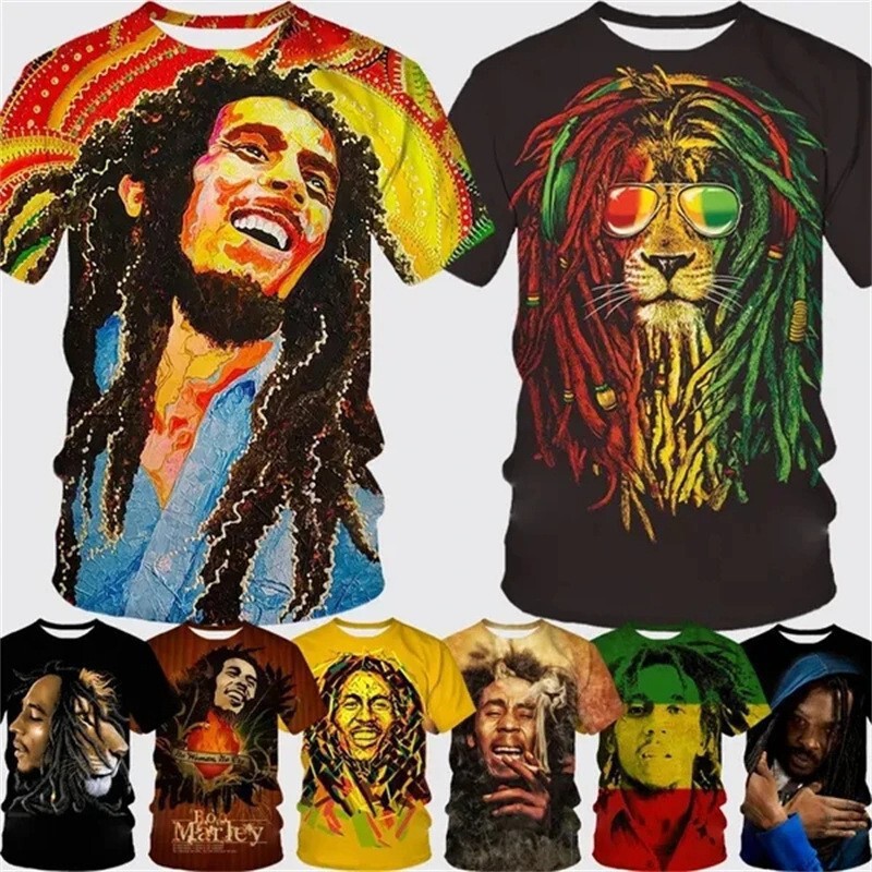 Fashion Cool Music Style T-Shirt Bob Marley Reggae Rasta 3D Printing Men's Hip Hop Unisex Style T-Shirt