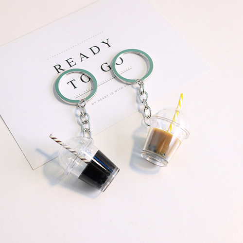 ins exquisite and cute female Korean personalized jewelry milk tea keychain chain internet celebrity bag pendant small schoolbag pendant