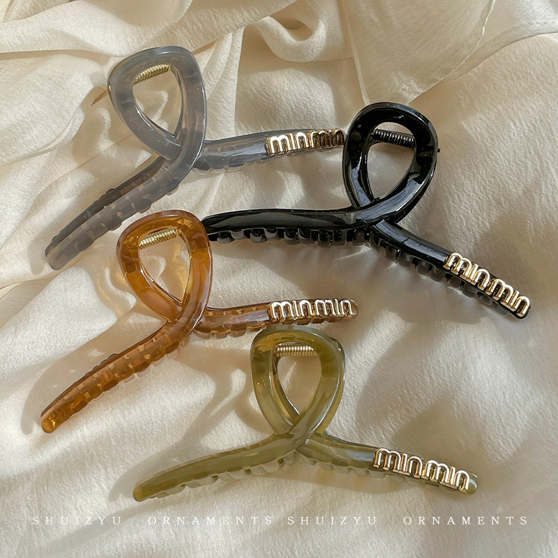 Hair Clip for Women with a High-End Feel, Letter Min Half-Tie Claw Clip, Exquisite Shark Clip, Large Size for Various Hair Volumes Hair Clip for Women with a High-End Feel, Letter Min Half-Tie Claw Clip, Exquisite Shark Clip, Large Size for Various Hair Volumes