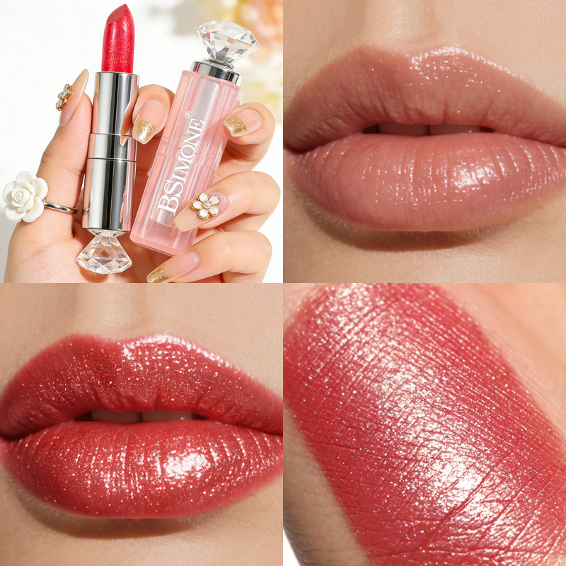 Lápiz labial metálico perlado de 8 colores, iluminador con brillo de diamante, fácil de aplicar, hidratante, de larga duración, venta al por mayor.