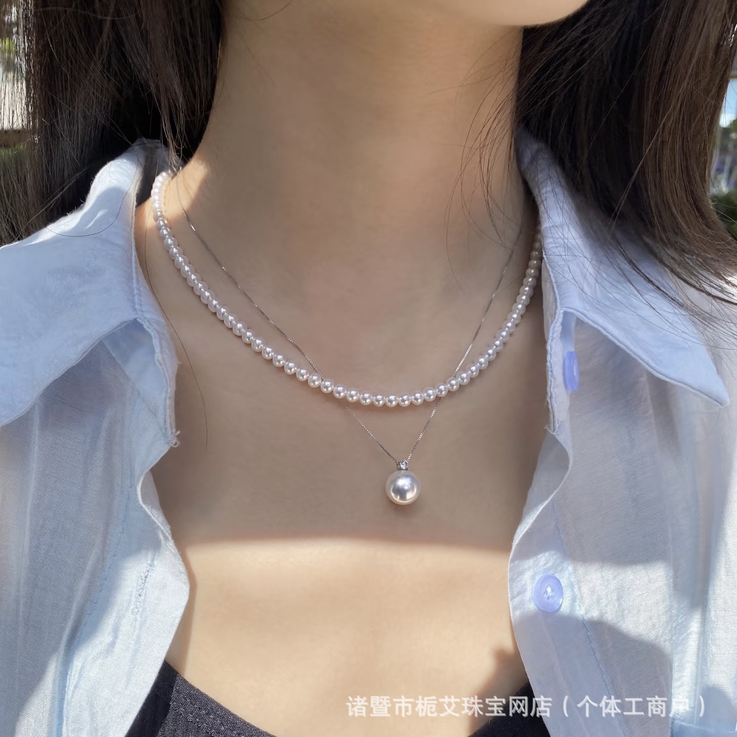 Zhuji Natural Freshwater Pearl Necklace Set, Small Pearl Necklace, Princess Style Pearl Pendant s925