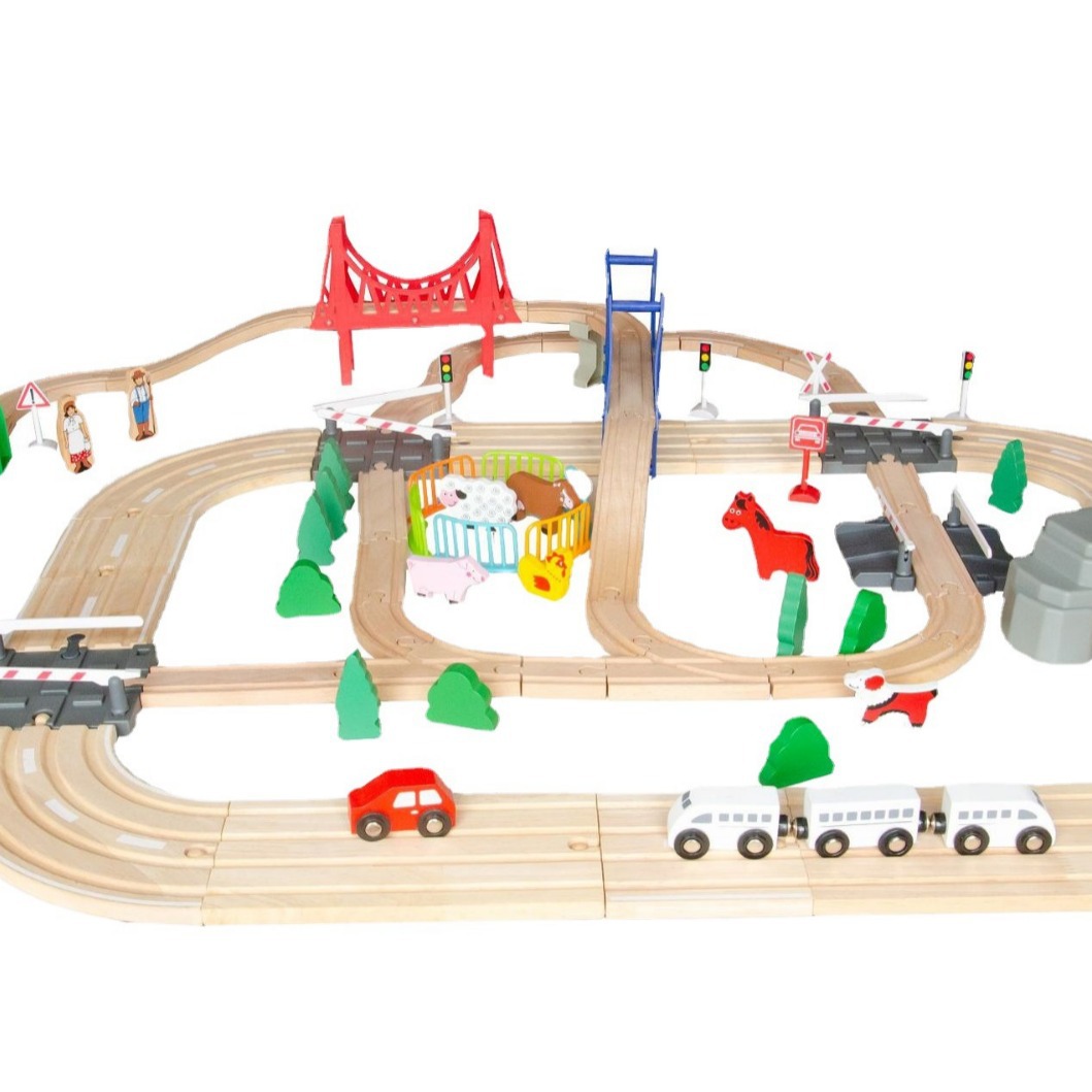 Xinyun pista de carretera de madera para niños Toma Bebé Tren modelo de pista de simulación de comercio Exterior Al Por Mayor