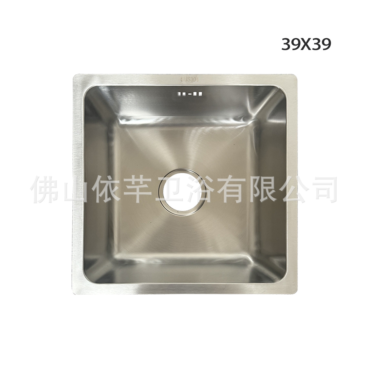 加厚304不锈钢厨房水槽吧台岛台单槽小尺寸一体成型拉伸槽3939