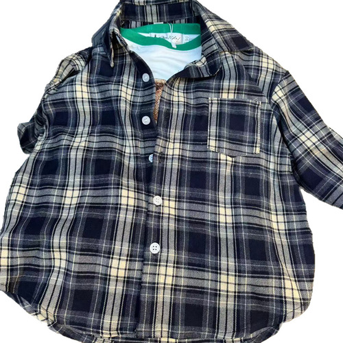 Parent-child outfits autumn clothing boys and girls street riding shirts checkered trendy full print fashionable high-end parent-child mother and son outfits