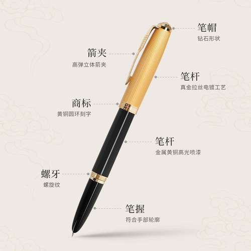 Jinhao 85 fountain pen metal nostalgic classic rotating pen cap writing practice calligraphy men and women business office ink bag ink pen