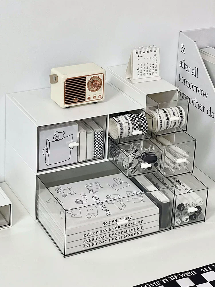 Настольный ящик для хранения, студенческий стол, органайзер для книг, канцелярские принадлежности, акриловый многослойный настольный набор Ma Xiao