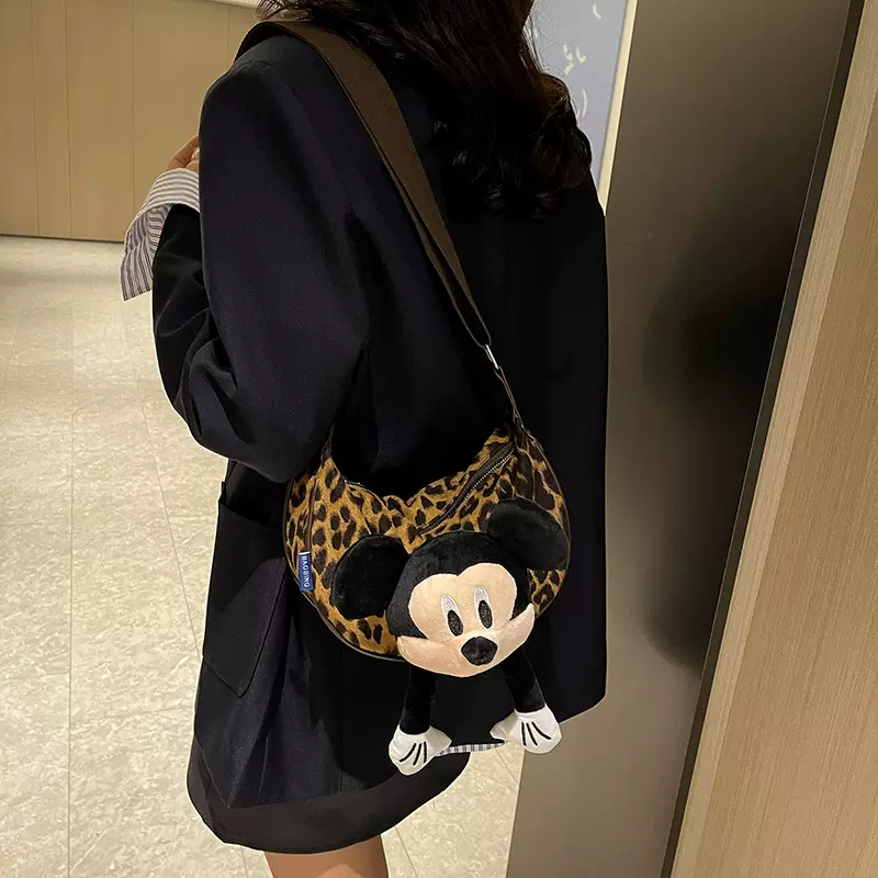 2025秋冬豹纹零钱包时尚卡通单肩包亲子儿童饺子包洋气可爱女童包