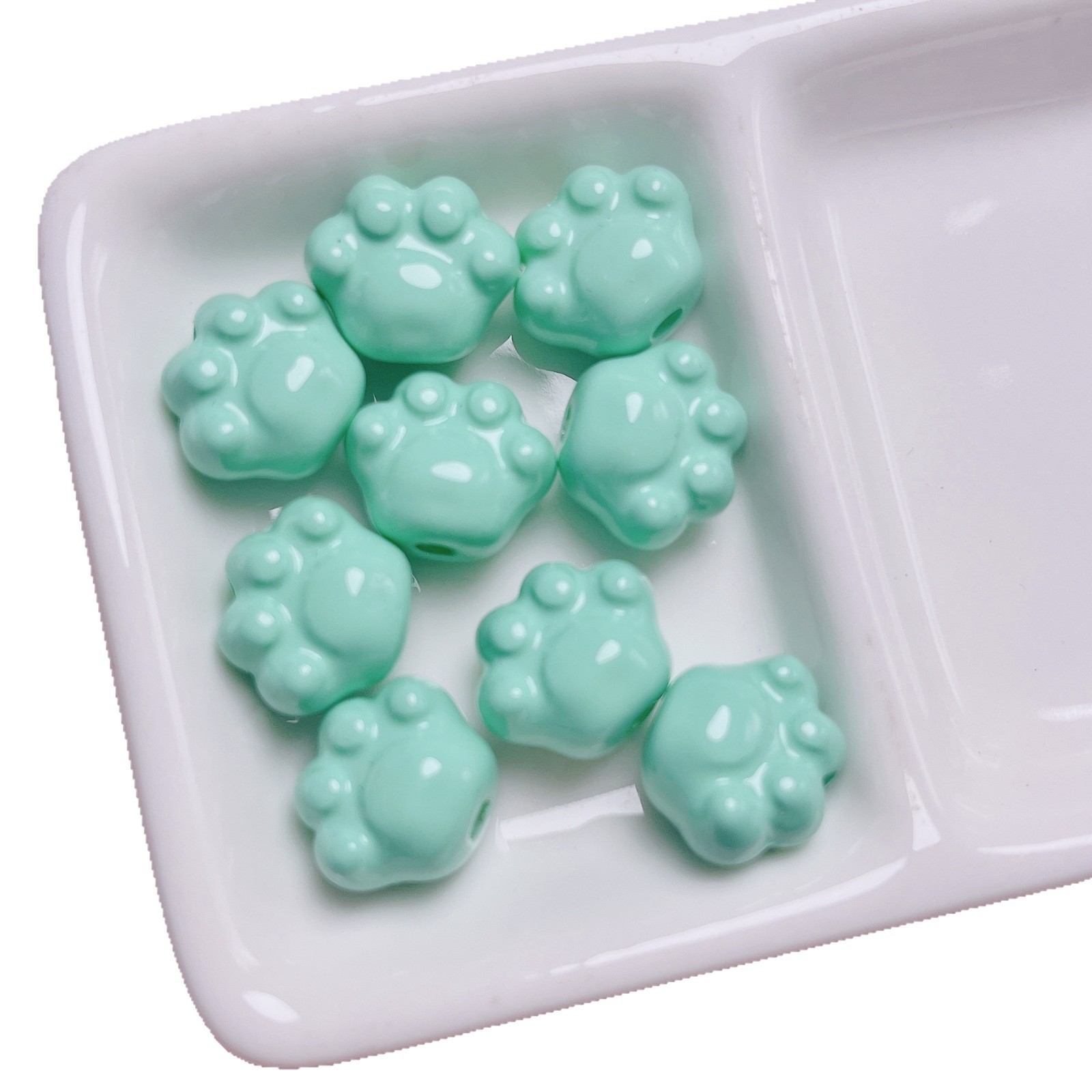 Acrílico lindo pintura garra de gato a través del agujero cuentas sueltas bricolaje hecho a mano cadena de teléfono móvil material de llavero accesorios de joyería