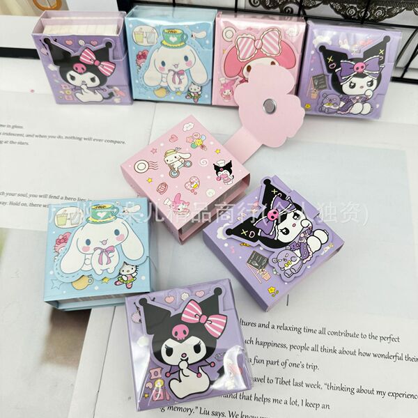 Cartoon Tri-fold Magnet Notebook Cute Kuromi Melody Jade Gui Folding…