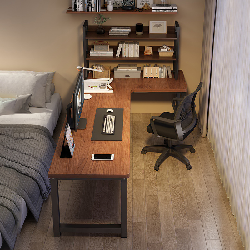 Corner Computer Desk Bedroom Home Desk Bookshelf Integrated Table L-Shaped Desk Corner Table E-Sports Table Workbench