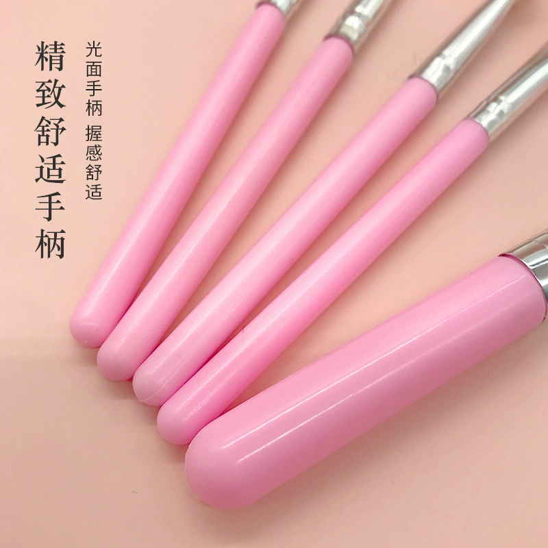Handheld brush, fuchsia face blush for makeup, 5 pieces, (Physicals)