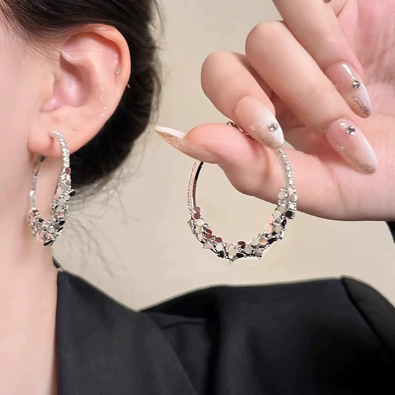 Earrings, silver 925 sample, European style, assorted hoops and studs, lightweight