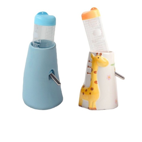 Rabbit water fountain pet hamster African mini hedgehog water bottle holder water bottle holder water feeder ceramic water bottle holder