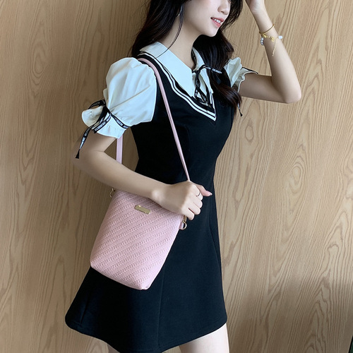Wholesale Small Women's Bags, Embroidered Braided Pattern Bucket Bag,  New Women's Ins Shoulder Crossbody Bag
