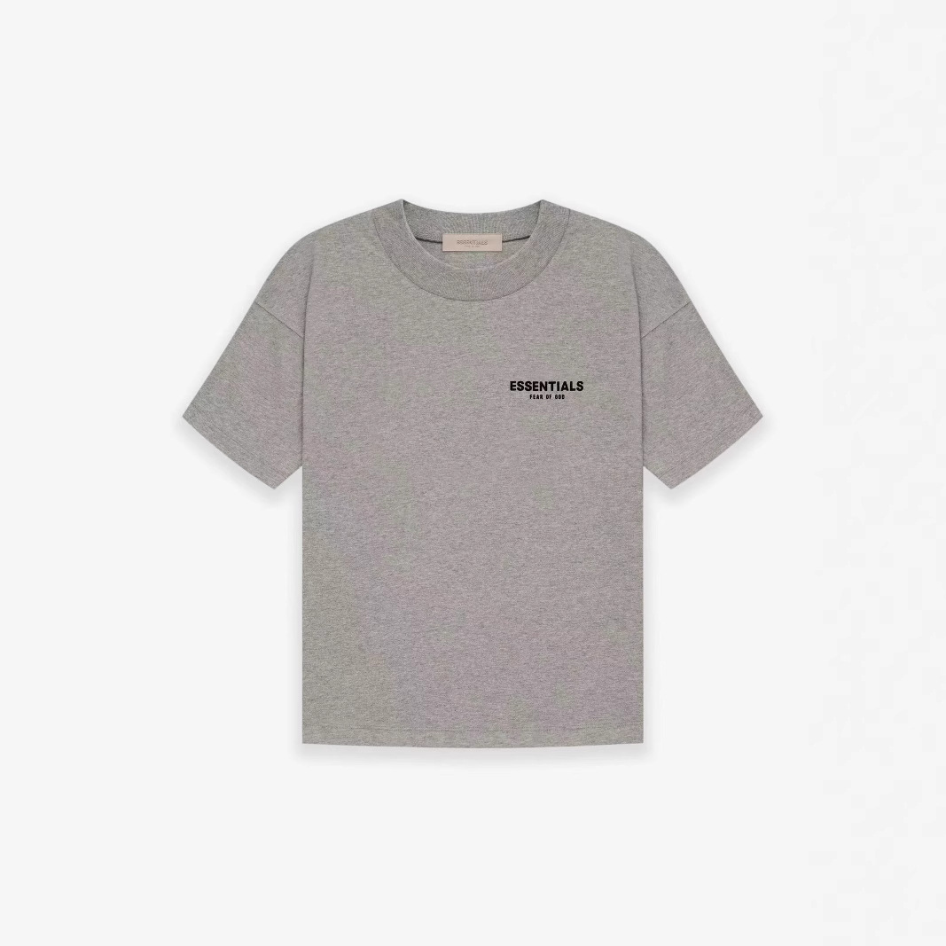 NIEBLA doble línea Temporada 8 ESENCIALES volver flocado impreso manga corta marca de moda de calle suelta camiseta casual