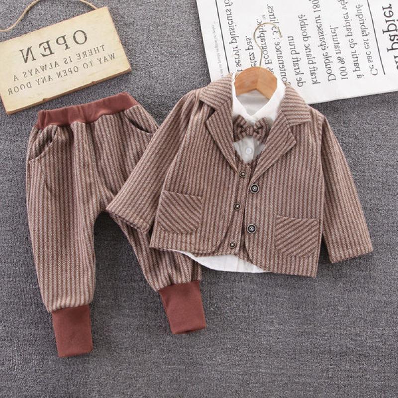 Abito da bambino in versione coreana primaverile e autunnale da bambino, gilet, set di tre pezzi_voghion.com